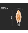 Ampoule LED filament E14 4W flamme - Twist, verre ambré, 2200K, 350lm