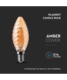 E14 4W LED filament kertepære - Twist, amber glass, 2200K, 350lm