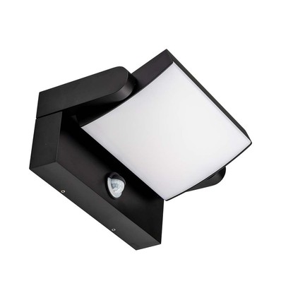 17W LED væglampe med sensor - IP65, sort, PIR sensor, inkl. lyskilde