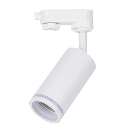 Spot sur rail triphasé GU10 - Blanc, sans source lumineuse, aluminium, orientable à 360 degrés