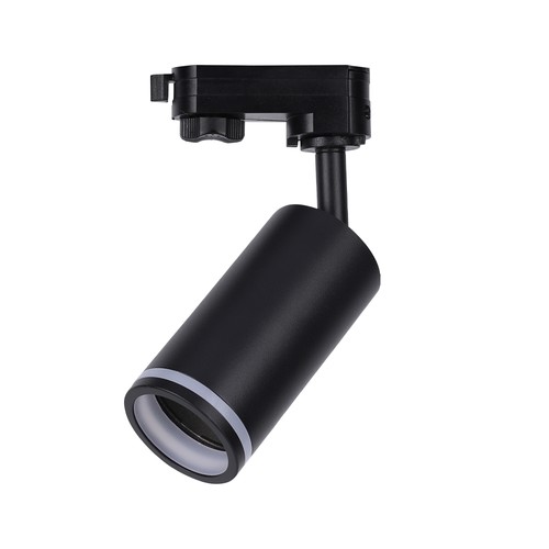 Spot sur rail GU10 1 phase - Noir, aluminium, orientable à 360°, sans source lumineuse, IP20 intérieur