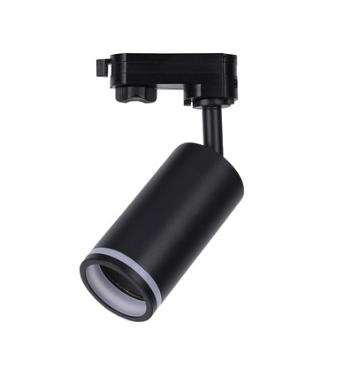 Spot sur rail GU10 1 phase - Noir, aluminium, orientable à 360°, sans source lumineuse, IP20 intérieur
