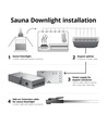 Sauna downlight - 24V DC, RA93, 1,1W, 3m ledning, Hul: Ø3 cm, Mål: Ø3,5 cm