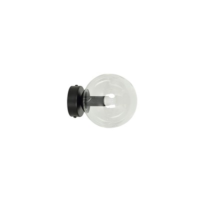 Outlet: Rossi K1 Sort/Transparent væglampe - Ø14 cm, E14, 230V, uden lyskilde