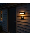 Solcelle CCT væglampe - IP54, 3 lyskulører, sort, firkantet, skumringssensor