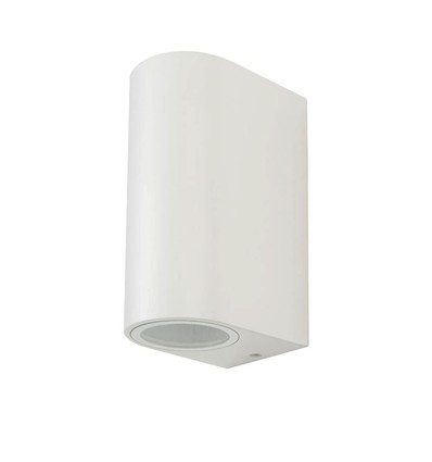 GU10 vegglampe med opp/ned lys - IP44 utendørs, hvit, aluminium, uten lyskilde