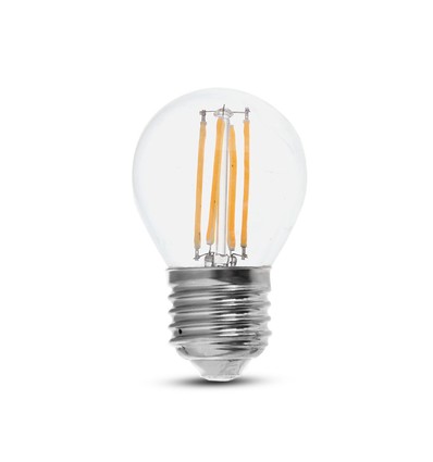 E27 6W LED kogellamp filament - G45, 800lm, 133lm/W, helder glas, 6400K