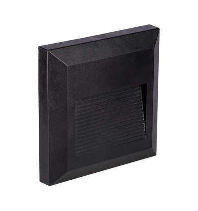 Applique murale LED encastrable 2W - IP65, carrée, noir, 70lm, intérieur / extérieur