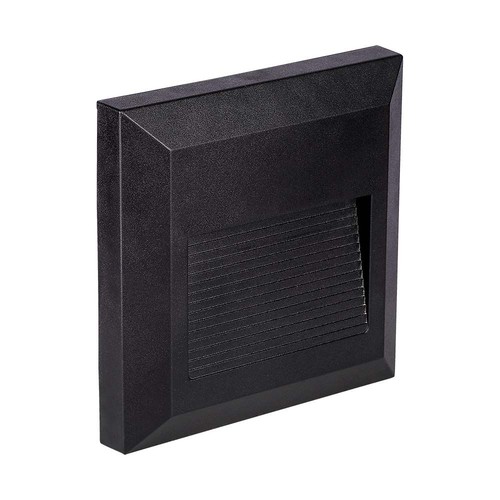 2W Trapverlichting - LED, 3000K, zwart huis, vierkant