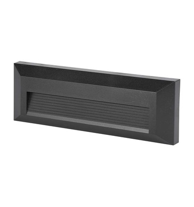 Luminaire d'escalier LED 3W - IP65, noir, rectangulaire, 4000K, 110lm