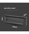 Luminaire d'escalier LED 3W - IP65, noir, rectangulaire, 4000K, 110lm