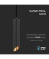 GU10 pendel in zwart aluminium, Ø5,5cm - 30cm lang, IP20 binnen, zonder lichtbron