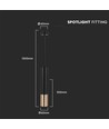 Suspension V-Tac GU10 noir/or - Ø6x30cm, GU10