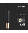 V-Tac GU10 svart/guld pendel lampa - Ø6x30cm., Hängande Pendel med GU10 sockel