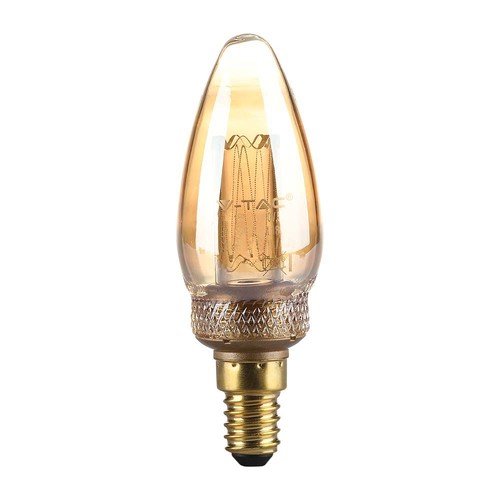 E14 2W LED Art Filament kertepære - Amber glass, 1800K, varm hvit, 65lm