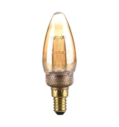 E14 2W LED Art Filament kaarslamp - Amber glas, 1800K, warm wit, 65lm