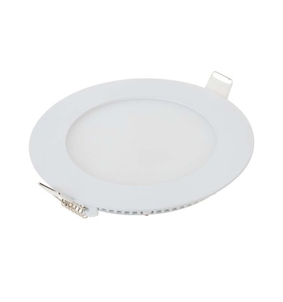 6W Ø12cm LED innbygningspanel - Hull: Ø11 cm, Mål: Ø12 cm, hvit kant, inkl. lyskilde