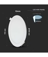 Panneau LED encastrable 12W Ø17cm - 4000K, Coupe : Ø15,5 cm, Dim : Ø17 cm, bord blanc, flicker free