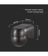 PIR wandsensor met beweegbare kop, IP44 - 180 graden, 12m bereik, zwart, buiten en binnen