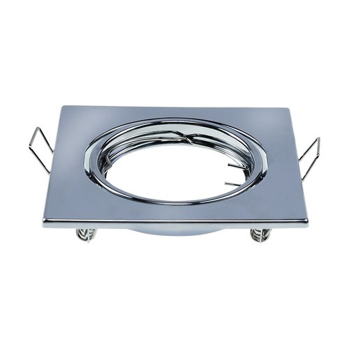 2 stk. GU10 indbygningsspot - Krom, firkantet, hul: 70x70 mm, mål: 82x82 mm, max 35W