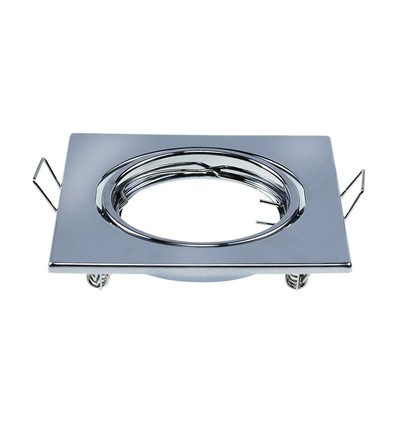 2 stk. GU10 indbygningsspot - Krom, firkantet, hul: 70x70 mm, mål: 82x82 mm, max 35W