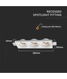 Gips inbouwspot voor 3x GU10 - Wit, rechthoekig, zonder lichtbron