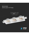 Gips inbouwspot voor 3x GU10 - Wit, rechthoekig, zonder lichtbron