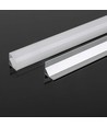 2m ensemble de montage de profilé d'angle - 15,8x15,8mm, argent, incl. couvercle opale, clips et embouts