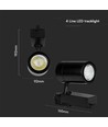 Spot sur rail triphasé 35W - 3000lm, 24 degrés, noir, 3000K, IP20, tracklight 4 fils