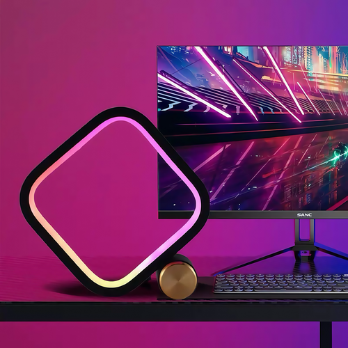 Fyrkantig RGBIC-lampa - 15x15cm, Bluetooth, 5V USB