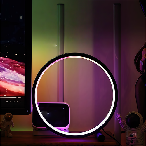 Slim Sirkel RGBIC lampe - Hvit, Ø20cm, Bluetooth, 5V USB