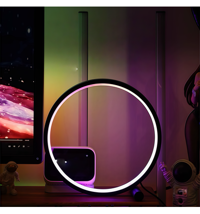 Slim Sirkel RGBIC lampe - Hvit, Ø20cm, Bluetooth, 5V USB