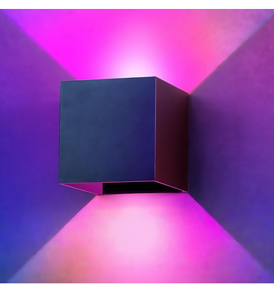 6W CUBIC RGB+CCT wandlamp - IP65, Tuya Smart, zwart, vierkant, up/down, verstelbaar, binnen / buiten, incl. lichtbron