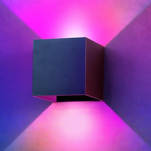 6W CUBIC vegglampe - IP65, RGB+CCT, Zigbee, sort, firkantet, opp/ned, justerbar, inne / ute, inkl. lyskilde