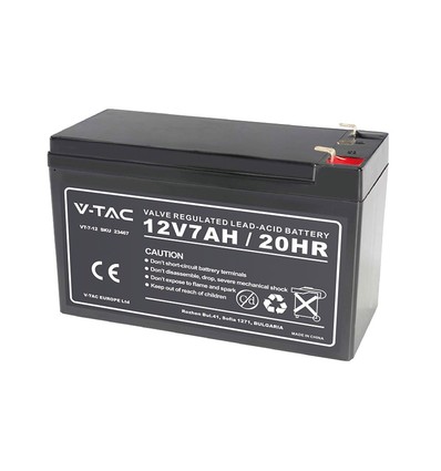 12V / 7Ah blybatteri - 151x65x100mm, ABS, VRLA oppladbart batteri