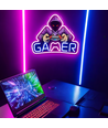 Gamer neonskilt med LED-lys - Stor modell 39x33 cm, perfekt for gamingrom