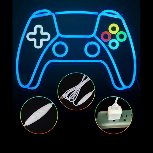 Controller neonbord gamepad, LED-licht - Groot model 39x27 cm, perfect voor gameroom
