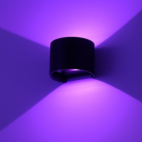 6W Vegglampe - IP65, Rund, RGB+CCT, Zigbee, sort, opp/ned, justerbar, inne / ute, inkl. lyskilde