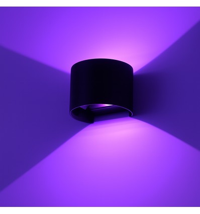6W Wandlamp, Hue compatibel - IP65, Rond, RGB+CCT, Zigbee, zwart, up/down, verstelbaar, binnen/buiten, incl. lichtbron