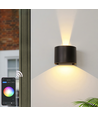 Applique 6W, compatible Hue - IP65, Ronde, RGB+CCT, Zigbee, noir, haut/bas, ajustable, intérieur/extérieur, source incluse