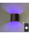 6W Wandlamp, Hue compatibel - IP65, Rond, RGB+CCT, Zigbee, zwart, up/down, verstelbaar, binnen/buiten, incl. lichtbron