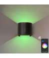 Applique murale 6W - IP65, Ronde, RGB+CCT, Zigbee, noir, haut/bas, ajustable, intérieur / extérieur, source lumineuse incluse