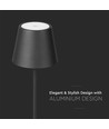Outlet: V-Tac opladelig bordlampe - Sort, IP20, touch dæmpbar, model mini