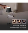 Outlet: V-Tac opladelig bordlampe - Sort, IP20, touch dæmpbar, model mini