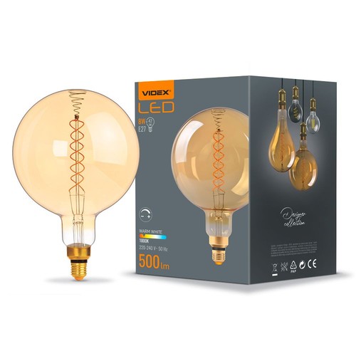 E27 8W dimbar LED lampa - Spiral amber, 2200K, 500lm, 360°, G200, RA88, ersätter 42W