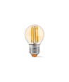 E27 6W LED filament kronepære - G45, 2200K, Amber glass, 360 grader, 750lm