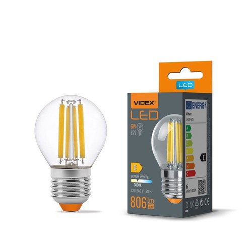 Ampoule LED filament E27 6W - G45, 806lm, 3000K, 360 degrés