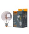Ampoule LED E27 4W dimmable - G95, filament spirale, verre graphite, 1800K, 360°