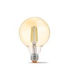 E27 7W dimbar LED pære - G95, Amber glass, Filament, 2200K, erstatter 53W