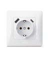 Enkelt Schuko-stikkontakt - USB-A+USB-C, hvit
